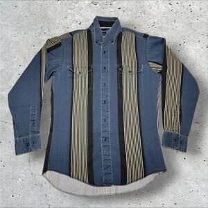 VTG Wrangler Brushpopper X Long Tails Western Rodeo Cowboy Shirt Men's Med 15x33